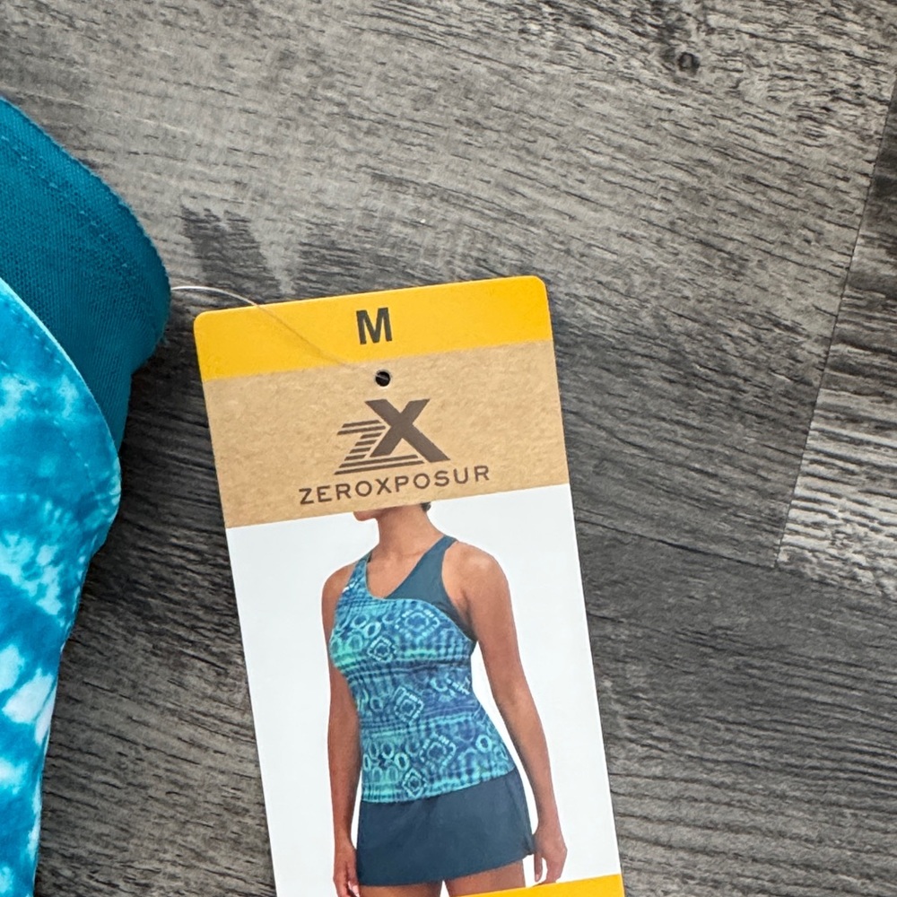 ZeroXposur Teal & Aqua Tie-Dye Tankini with Skort - Picture 4 of 8